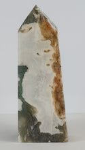 Load image into Gallery viewer, Moss Agate Gemstone Tower With Exposed Druzy
