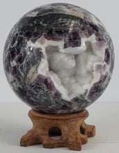 Load image into Gallery viewer, Amethyst Gemstone Sphere With Druzy Accent
