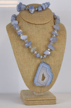 Load image into Gallery viewer, Crazy Blue Lace Agate Gemstone Necklace, Bracelet and Pendant Set
