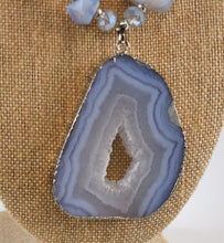Load image into Gallery viewer, Crazy Blue Lace Agate Gemstone Necklace, Bracelet and Pendant Set
