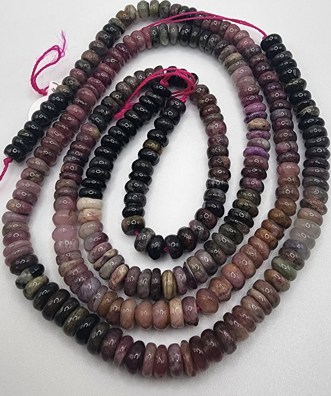 Watermelon Tourmaline Gemstone Rondelle Shape Necklace