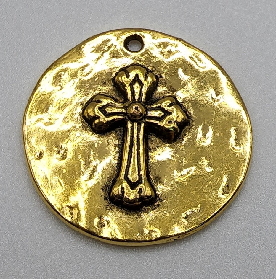 Two Sided Gold Faith Cross Charm