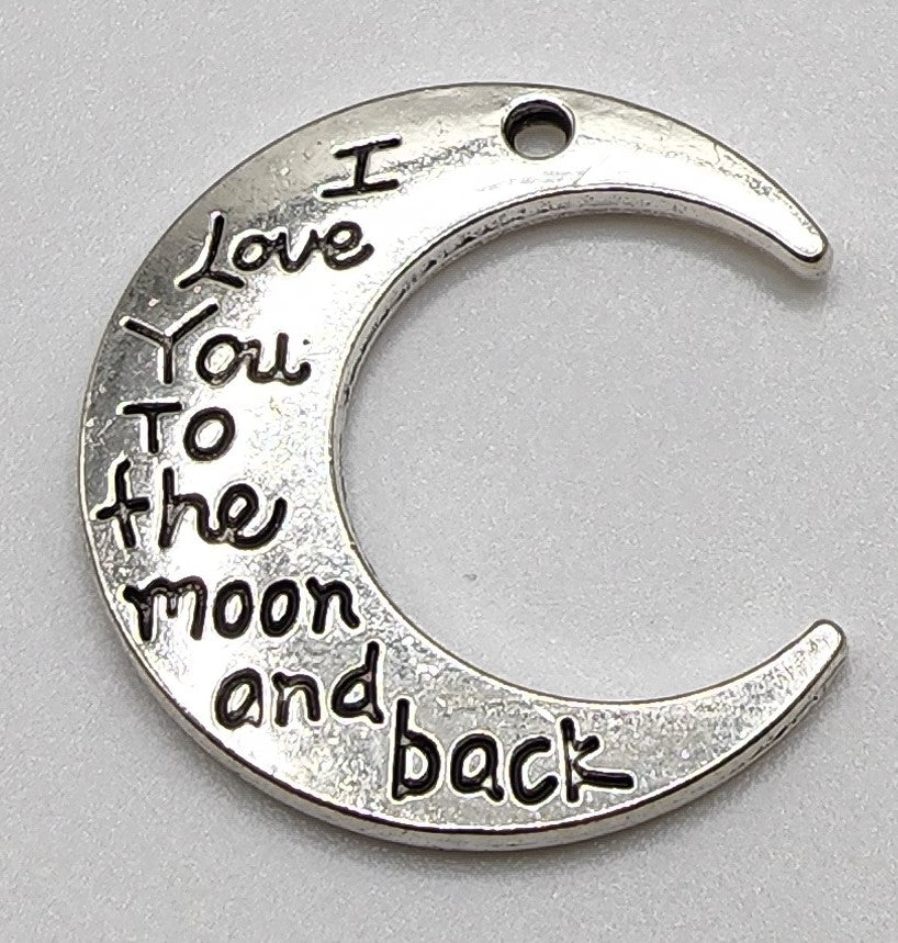 I Love You to the Moon and Back Silvertone Moon Charm