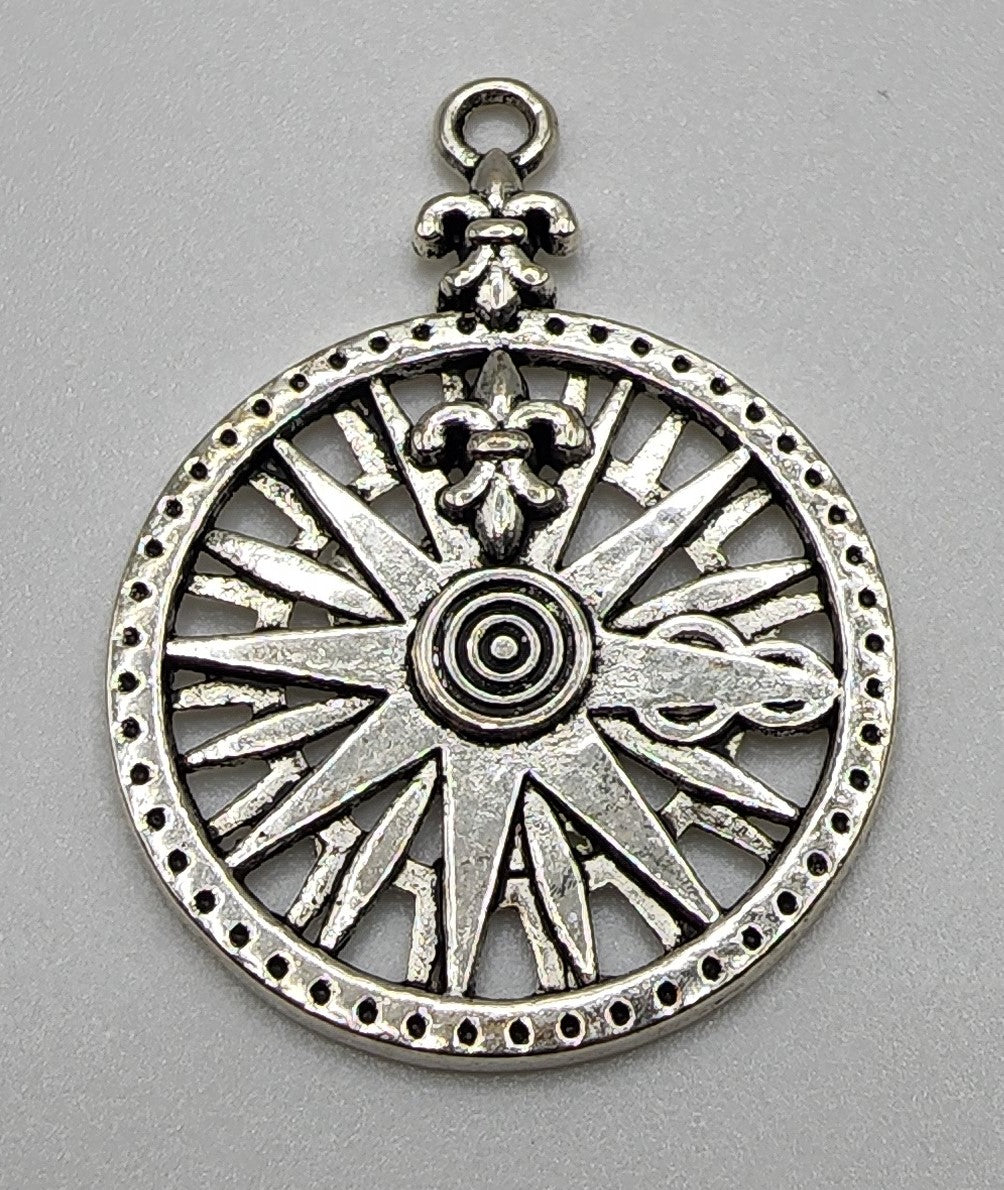 Compass Rose With Fleur De Lis Pendant