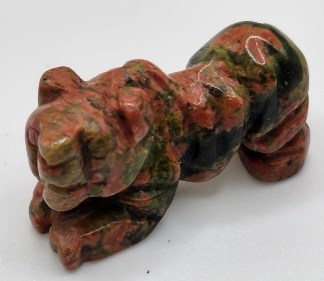 Unakite Gemstone Tiger Figurine