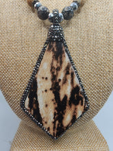 Load image into Gallery viewer, Jasper and Hematite Gemstone Beaded Necklace, Bracelet and Earring Set With Reversible Pave Embellishment Centerpiece
