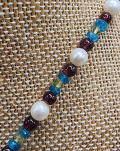 Load image into Gallery viewer, Dragonfly Freshwater Pearl,  Apatite, Perodite, and Garnet Gemstone Necklace With Custom Wire Wrapped Dragonfly Pendant Accented With Gemstones and Sterling Silver
