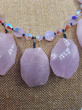 Load image into Gallery viewer, Lavender Jade Gemstone and Swarovski Crystal Necklace and Earrings Set - Trimmed in Sterling Silver
