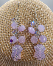 Load image into Gallery viewer, Lavender Jade Gemstone and Swarovski Crystal Necklace and Earrings Set - Trimmed in Sterling Silver
