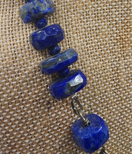 Load image into Gallery viewer, Three Layered Magnasite Gemstone Slab Necklace Trimmed With Silver and Lapis Gemstone Beads - Adjustable Clasp
