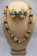 Load image into Gallery viewer, Amber Green Turquoise and Howlite Gemstone Necklace and Earring Set
