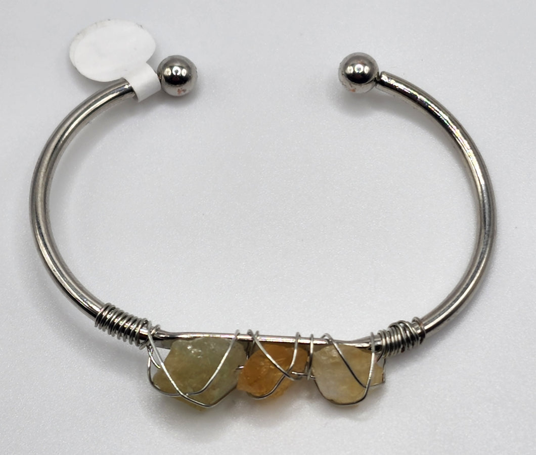 Citrine Gemstone Silver Plated Cuff Bracelet