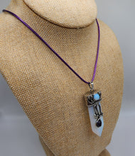 Load image into Gallery viewer, Opalite Gemstone Pendant With Decorative Silver Plated Bail Hung on Wax Cotton Cord
