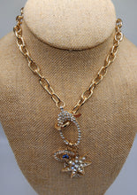Load image into Gallery viewer, Gold Plated Necklace With Evil Eye, Star and Moon Charm Pendant
