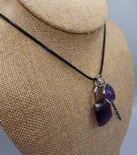 Load image into Gallery viewer, Amethyst Gemstone Lock and Key Pendants

