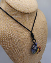 Load image into Gallery viewer, Wrapped Rainbow Chakra Moon Pendant Hung on Parachute Cord
